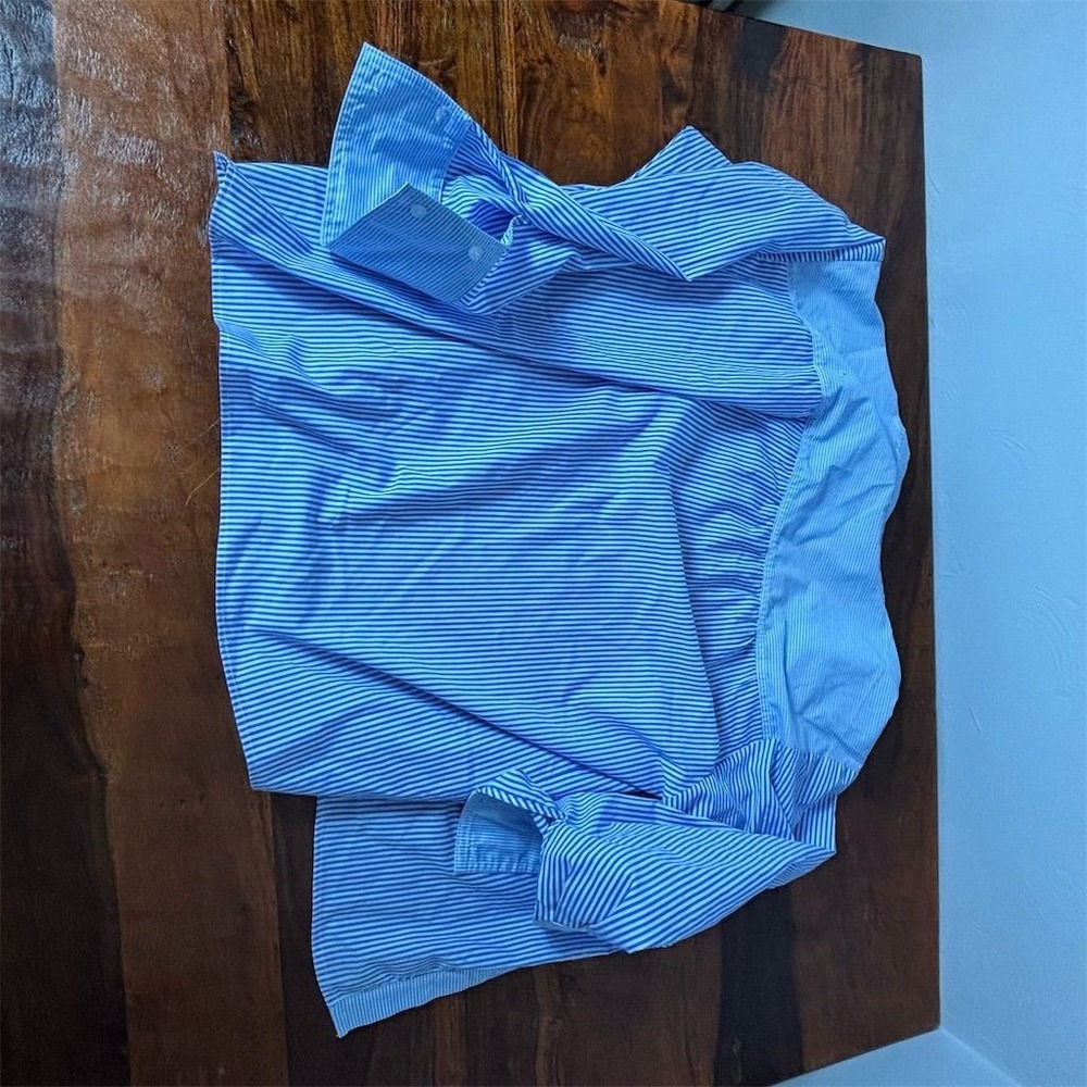 Nicole Miller Women's XL‎ Blue Striped Button-Up Shirt Long Sleeve - Picture 4 of 4
